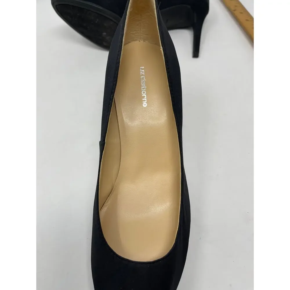 LIZ CLAIBORNE Black Fabric PEEP TOE Pumps 8.5M - Picture 6 of 8